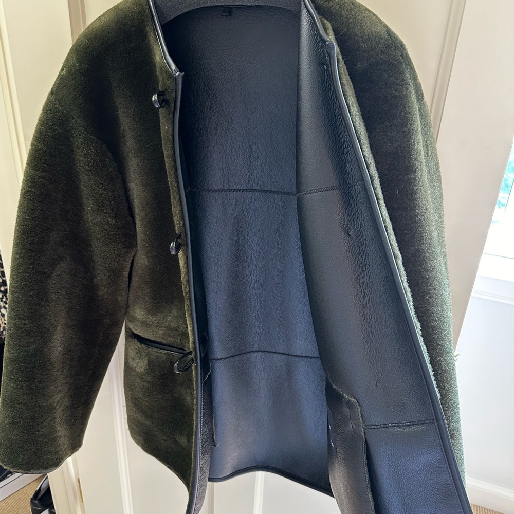 Mango Olive Green Faux Shearling Toggle Jacket - Picture 4 of 4